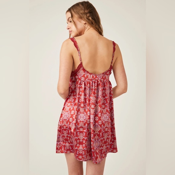 Free People Misty Morning Trapeze/Red Combo - Picture 3 of 5